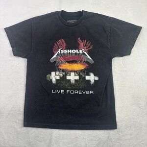 Assholes*s Live Forever Metallica Black SS Graphic Shirt Men's Large